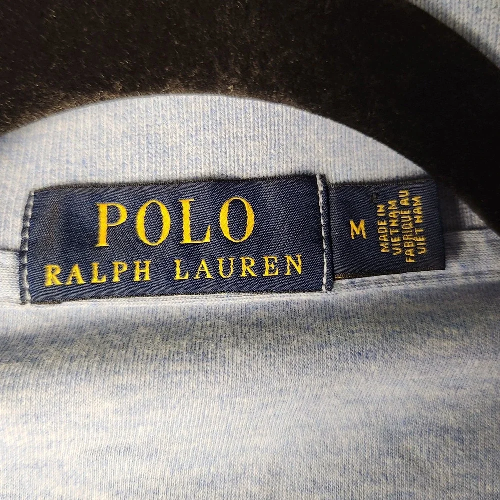 Polo Ralph Lauren Polo Shirt Mens Medium Light Blue Good Heathered Jersey Pony